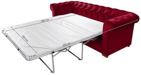 Canapea extensibila Oxford Chesterfield, 88x216x75 cm, 3 locuri, Red