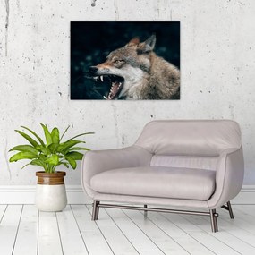 Tablou pe sticlă cu lup (70x50 cm)