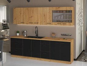 Bucătărie 260 cm Miraluna (Stejar artisan + Negru mat). 1062379