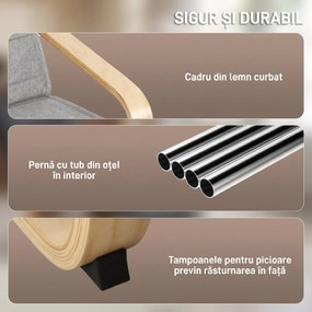 HOMCOM Fotoliu Dormitor Lemn de Mesteacăn și Material Textil cu Suport pentru Picioare Reglabil, Gri Deschis | Aosom Romania