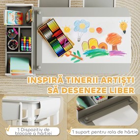 AIYAPLAY Mobilier pentru Copii 3-8 Ani cu 2 Scaune și Masă Gri și Alb | Aosom Romania