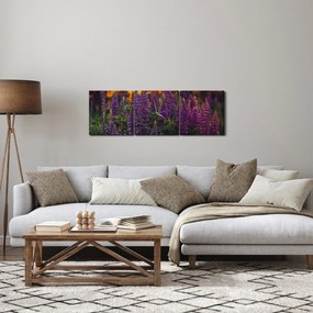 Tablou - Flori de lupin (cu ceas) (90x30 cm)