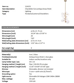 Lustra design LUX cu 13 surse de lumina Ezra alama antic 114372 HZ