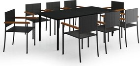 vidaXL Set mobilier de grădină, 9 piese, negru