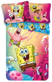 Lenjerie de pat pentru copii din bumbac pentru pat de o persoană 140x200 cm Sponge Bob – Jerry Fabrics