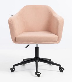 HR832K Scaun Catifea Reiată Premium culoare Roz prăfuit Litchi cu Bază Neagră