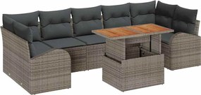 vidaXL Set de canapele pentru grădină cu pernă 8 pcs Gri