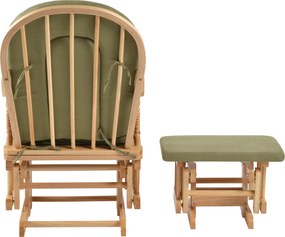 Scaun balansoar cu suport pentru picioare, natural/verde, DALBERT