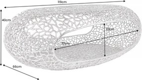 Masuta de cafea design frunza Organic 120cm argintiu