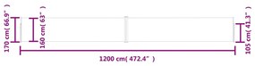 Copertina laterala retractabila de terasa, crem, 170 x 1200 cm Crem, 1200 x 170 cm