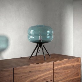 Lampa de masa LUX sticla albastra si otel negru