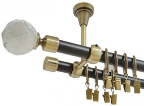 Galerie dubla kula crystal prindere tavan 19 mm negru aur antic (Alege marime: 200 cm)