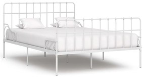 284603 vidaXL Cadru de pat cu bază din șipci, alb, 120 x 200 cm, metal