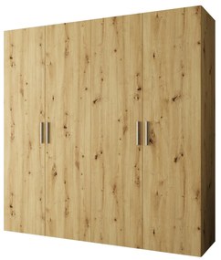 Dulap de haine 200 cm Borry 1 (Stejar artisan + Argintiu). 1125768