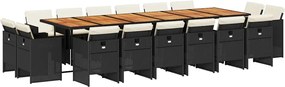 vidaXL Set mobilier de grădină cu perne, 17 piese, negru, poliratan