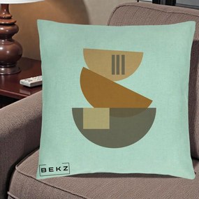 Perna Decorativa Geometric Bauhaus Boluri Portocaliu, 40x40 cm, Verde Menta, Husa Detasabila, Perna Inclusa, BEKZ®