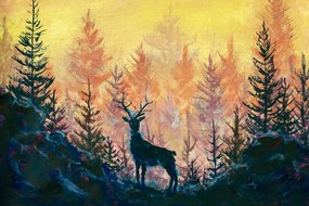 Tapet autoadeziv pictură artistică de pădure