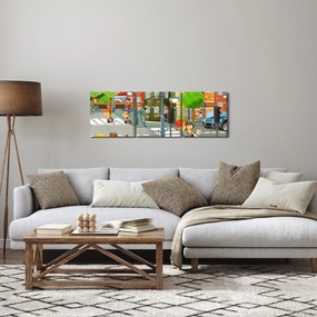 Tablou - Orășelul copiilor (cu ceas) (90x30 cm)