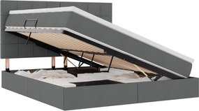 vidaXL Pat cu saltea și LED cu led Gri închis 180 x 200 cm Poliester