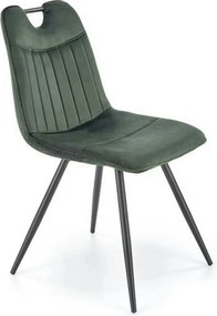 Scaun tapitat K521, verde/negru, stofa catifelata, 46x58x83 cm