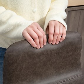 HOMCOM Set 2 Scaune de Bar cu Spătar și Suport pentru Picioare din PU și Oțel Maro | Aosom Romania