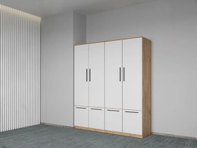 Set mobila dormitor 4 piese Alb/Stejar Levi C06