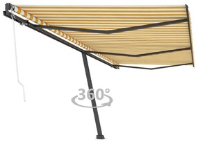 vidaXL Copertină autonomă retractabilă automat galben&amp;alb 600x300 cm