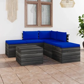 Set mobilier gradina paleti cu perne 6 piese lemn masiv de pin Albastru, 6