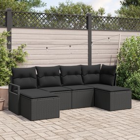vidaXL Set de canapele pentru grădină 6 pcs Negru Rattan poli