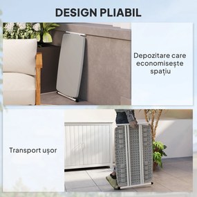 Outsunny Măsuță de Cafea Pliabilă, Reglabilă pe Înălțime și Portabilă, cu Blat HDPE și Cadru Metalic, 76x50x74 cm, Alb | Aosom Romania