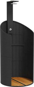 vidaXL Duș de exterior, negru, 100x100x241,5 cm, poliratan/lemn acacia