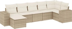 vidaXL Set canapele de grădină, 7 piese, cu perne, bej, poliratan