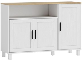 HOMCOM Dulap de Bucătărie cu Uși Amortizate, Compartiment Deschis și 2 Dulapuri Alb | Aosom Romania