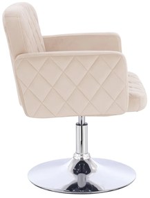 HR802N Scaun Crem din Catifea cu Bază Cromata