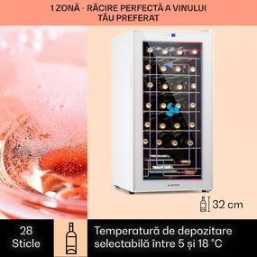 Klarstein Shiraz 28 Uno, frigider pentru vin, 74 litri, 28 sticle, panou de control tactil, 5-18°C