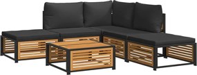 vidaXL Set de canapele grădină cu perne, 6 piese, lemn masiv acacia