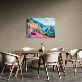Tablou pe sticlă - Drum roz pe coastă (70x50 cm)