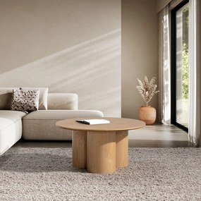 Măsuță de cafea în culoare naturală rotundă cu aspect de lemn de stejar ø 80 cm Lua – MOME