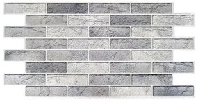 Panou decorativ, PVC, model caramida 3D, nuante gri deschis, 96x48.5cm