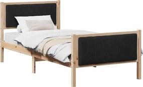 vidaXL Cadru de pat Maro și negru 90 x 200 cm Lemn masiv de pin