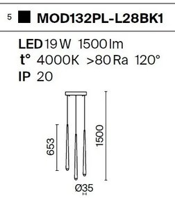 Lustra LED cu 3 pendule design modern Cascade negru