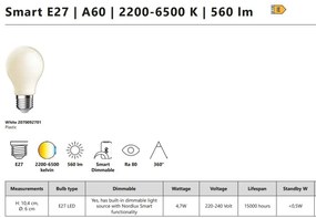 Bec Smart E27 A60 4,7W 2200-6500K 560Lm White