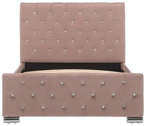 Cadru de pat, roz, 100 x 200 cm, catifea