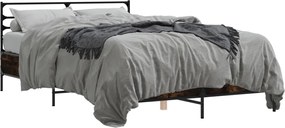 vidaXL Cadru de pat, stejar afumat 120x190 cm lemn prelucrat și metal