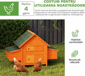 PawHut Coteț pentru Găini de Grădină din lemn de Brad, lemn verde, 160x98.5x107cm | Aosom Romania