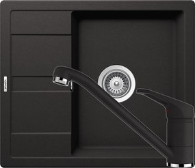 Set chiuveta bucatarie Schock Ronda D-100 580 x 500 mm si baterie bucatarie Schock Cosmo Cristalite Nero, negru