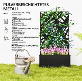 Outsunny Jardinieră cu Grilaj pentru Plante Cățărătoare din Metal, 61x23x113 cm, Negru | Aosom Romania