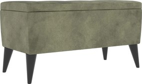Bancheta Tapitata Mera, cu spatiu depozitare, Kaki, Stofa, 80 x 37 x 42 cm