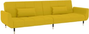 vidaXL Canapea extensibilă cu 2 locuri, 2 perne, galben, catifea