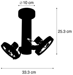 Spot modern negru reglabil cu 2 lumini - Goes